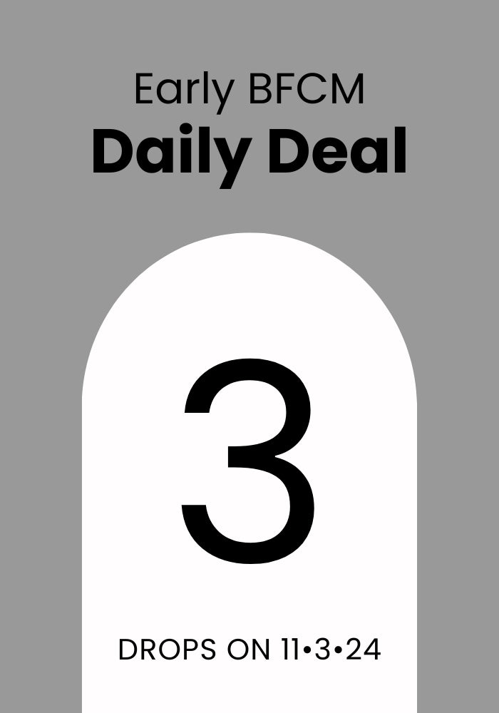 Gray and white graphic featuring bold text: "Woolx Early BFCM Deal Day 3" at the top. A prominent number "3" dominates the center. Below, it announces the drop date: "11-3-2024.