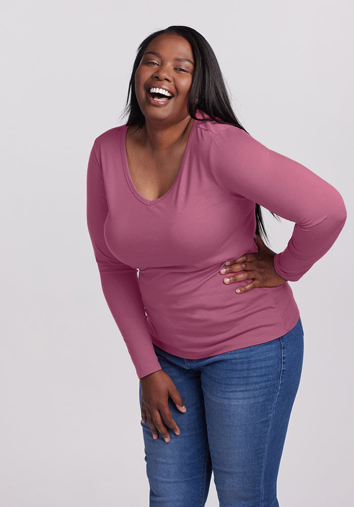 Model wearing Layla top - Mesa Rose | Le'Quita is 5'11", wearing a size XL