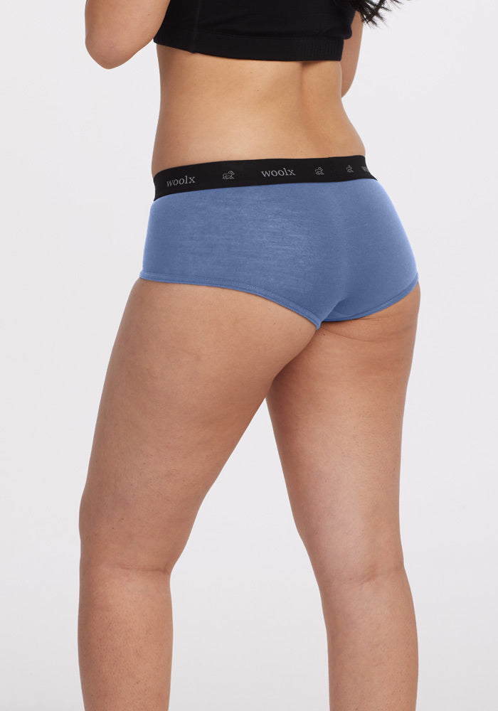 Model wearing Lila boyshorts - Coronet Blue