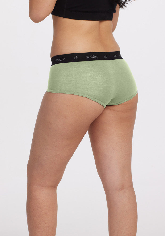 Model wearing Lila boyshorts - Quiet Green