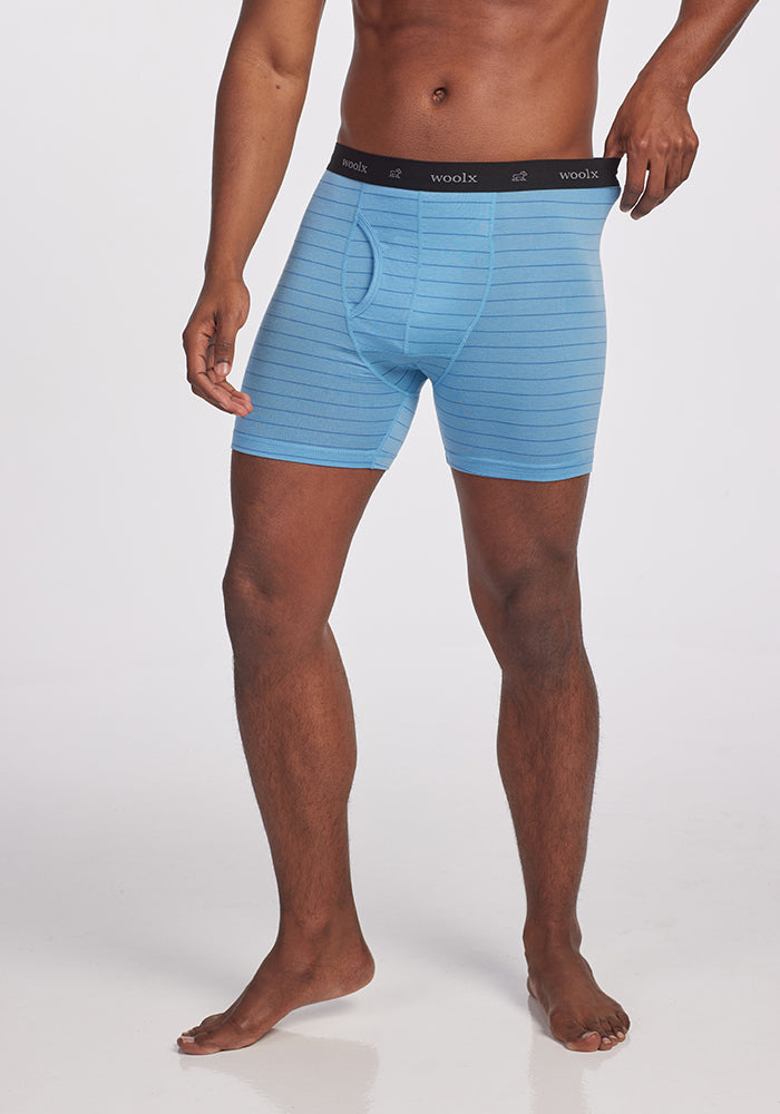 Model wearing Reaction boxers - Atlantic Blue