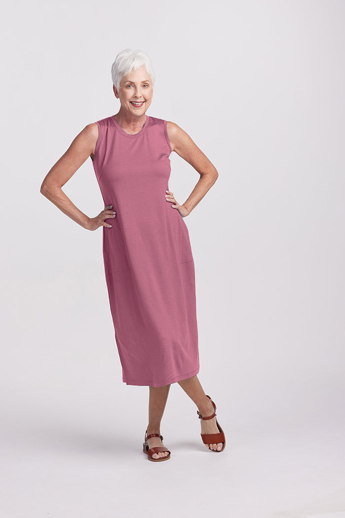 Model wearing Cassie dress - Mesa Rose | Kathy is 5'9", wearing a size S
