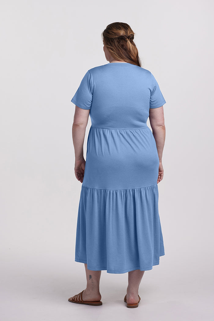 Model wearing Lucia dress - Coronet Blue