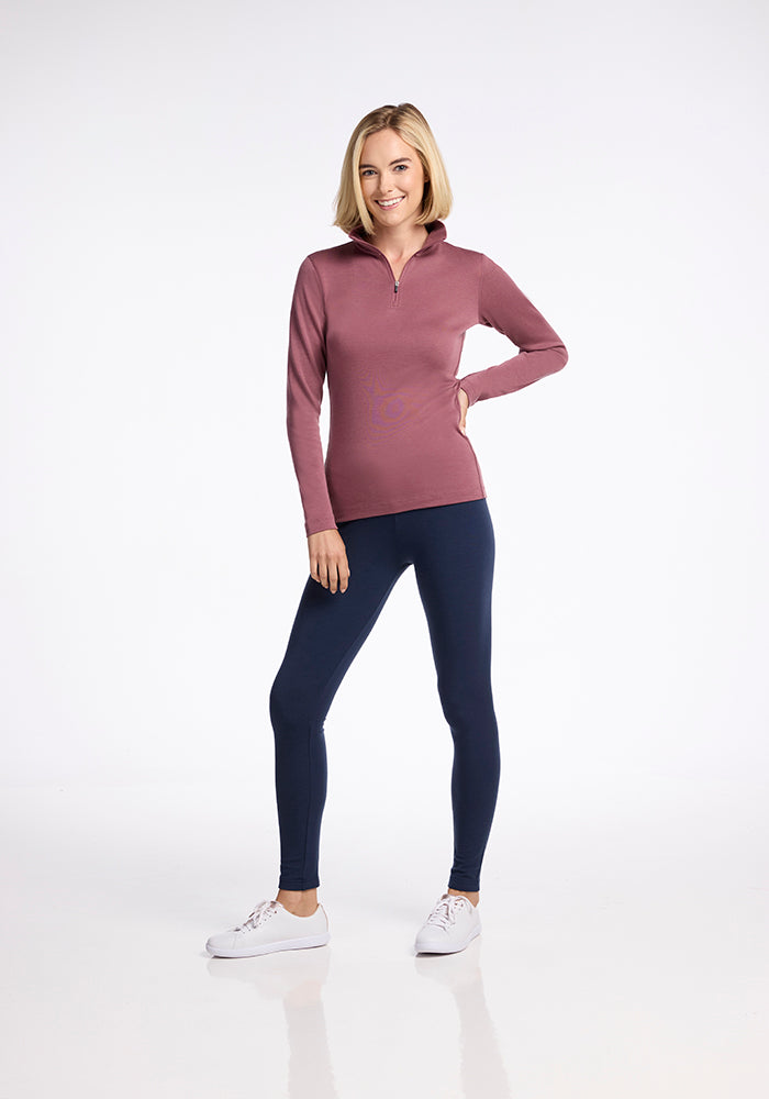 Model wearing Brooke 1/4 Zip - Wild Ginger