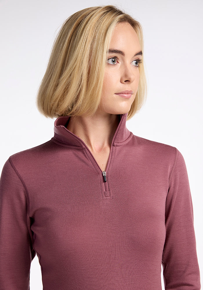 Model wearing Brooke 1/4 Zip - Wild Ginger