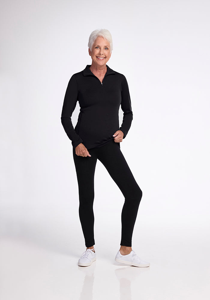 Model wearing Brooke 1/4 zip - Black