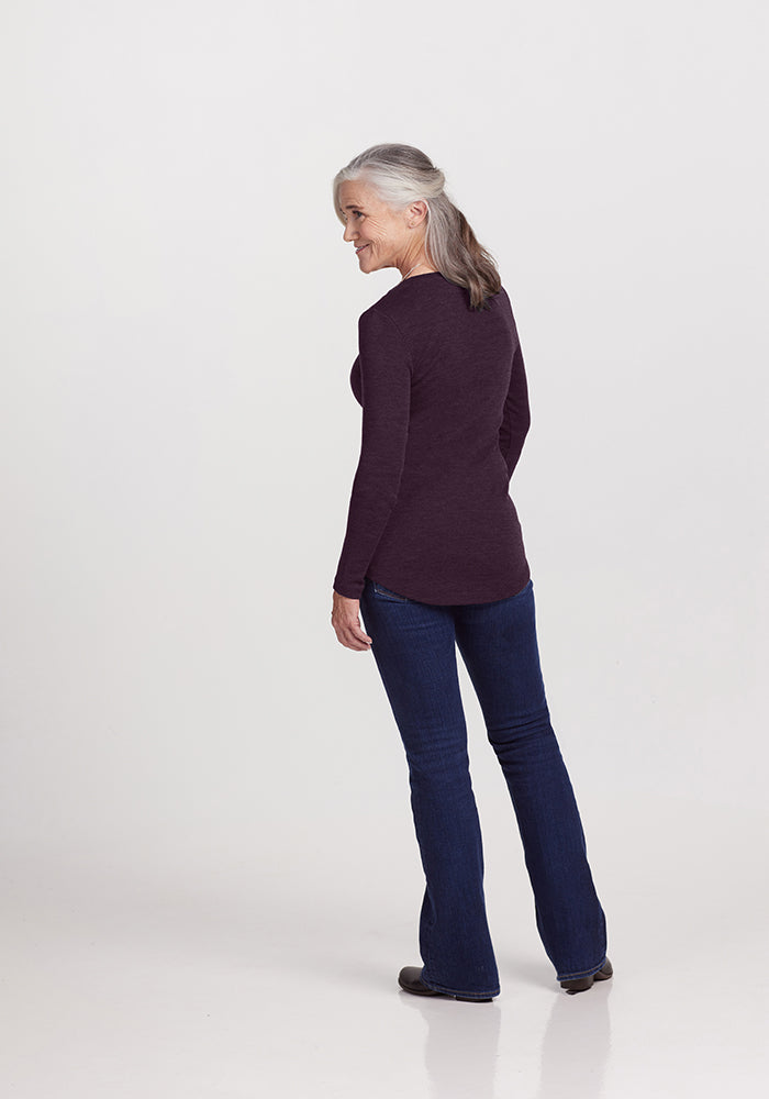 Model wearing Eva tunic - Deep Plum