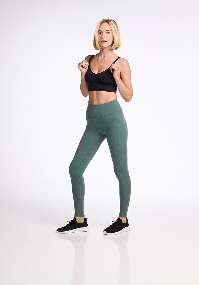 Model wearing Piper leggings - Duck Green