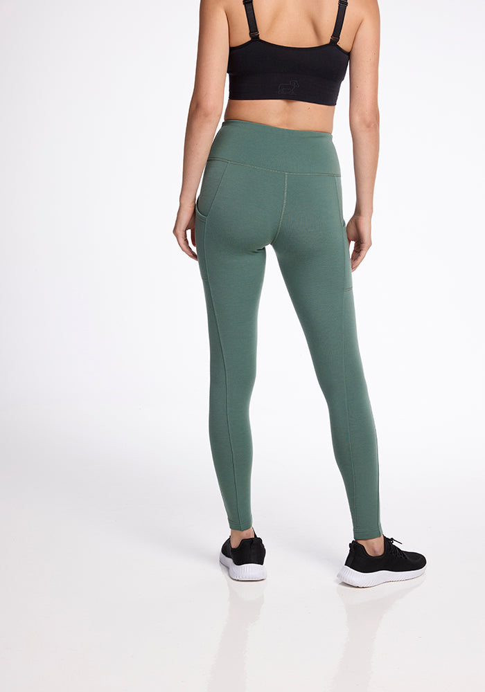 Model wearing Piper leggings - Duck Green