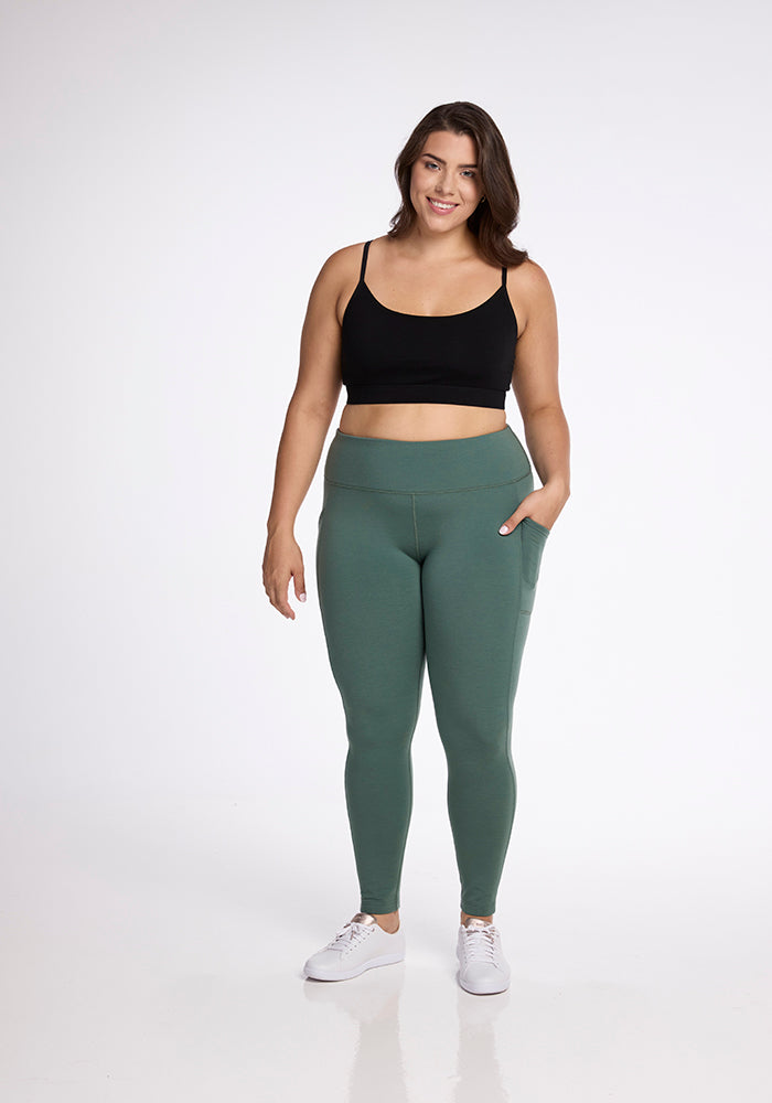 Model wearing Piper leggings - Duck Green