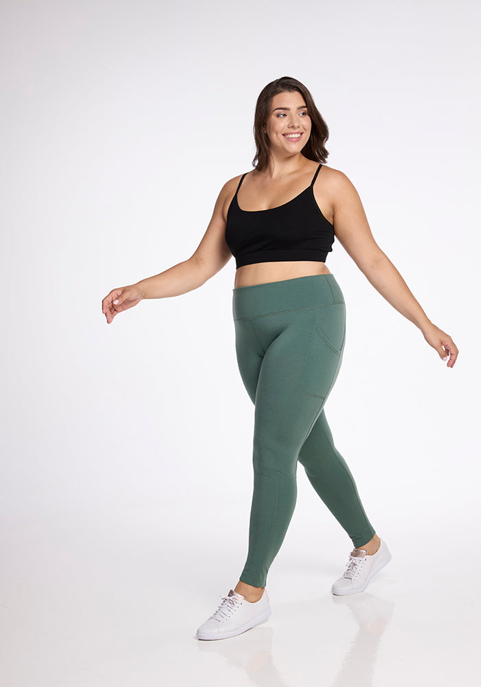 Model wearing Piper leggings - Duck Green