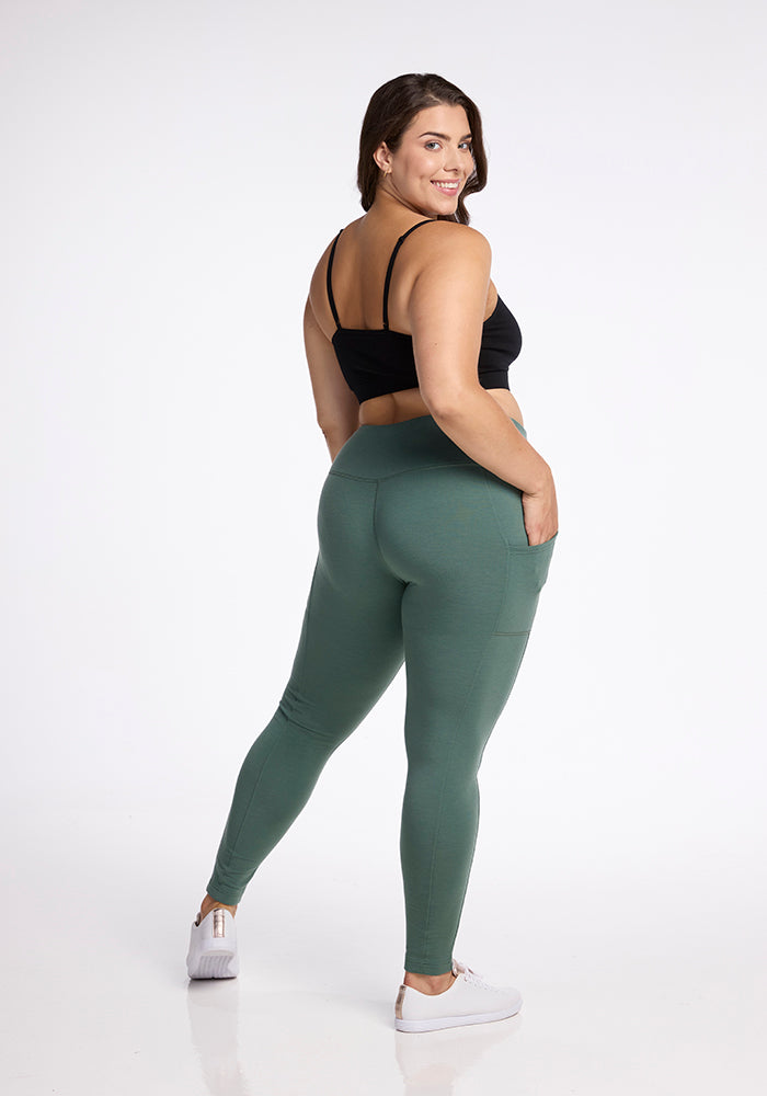 Model wearing Piper leggings - Duck Green