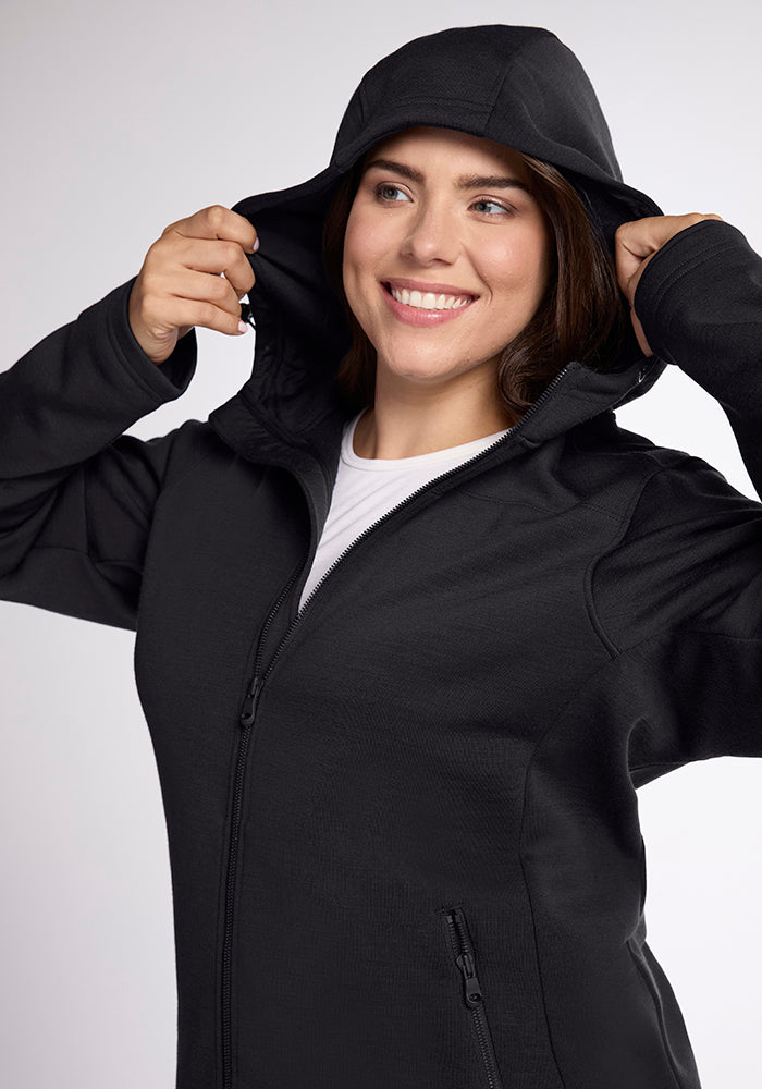 Model wearing Cubby hoodie - Black