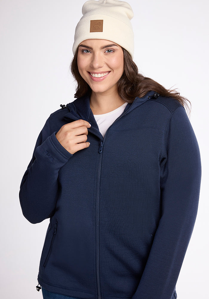 Model wearing Cubby hoodie - Deep Navy 