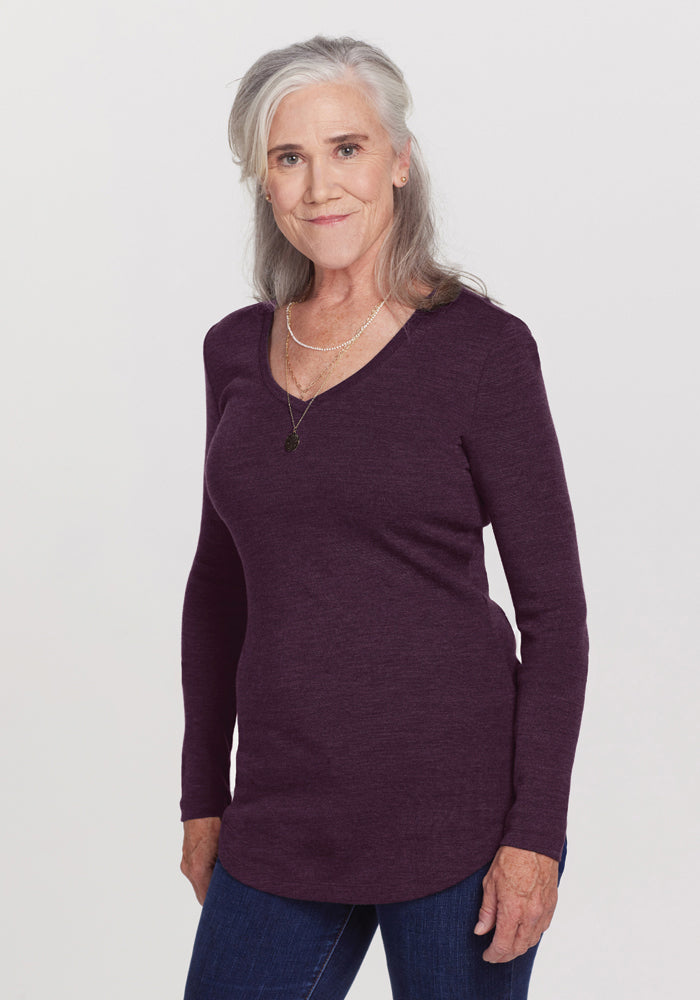 Model wearing Eva tunic - Deep Plum 