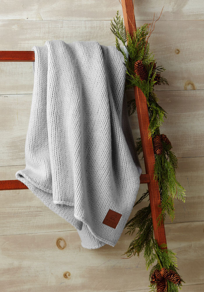 Saranac Knit Blanket - Light Grey