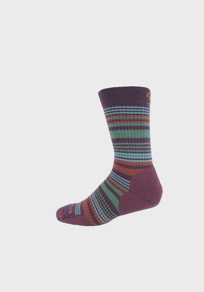 Everyday Crew Socks Light Cushion - Windsor Wine Stripe