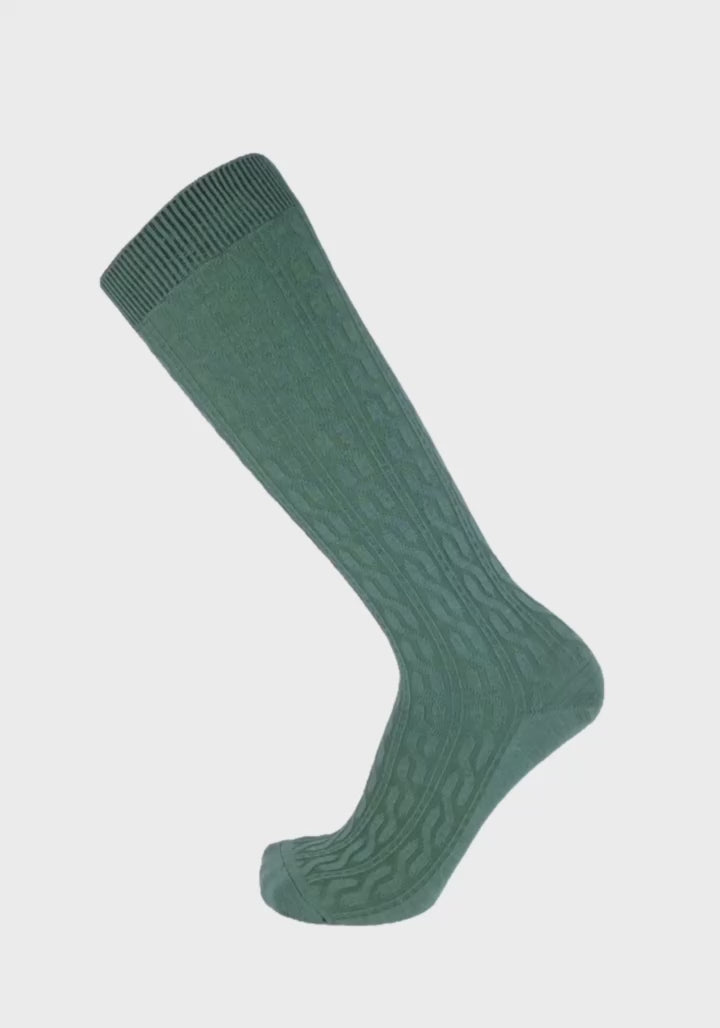 Tilly Cable Knit Sock - Duck Green