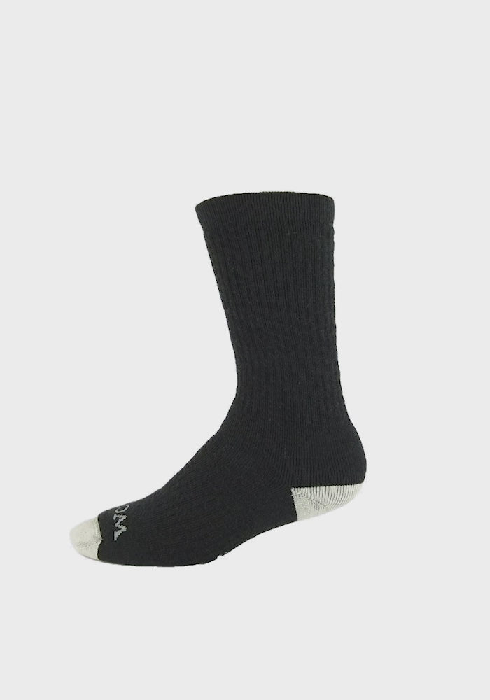 Video of black sock slowly rotating showing all angles