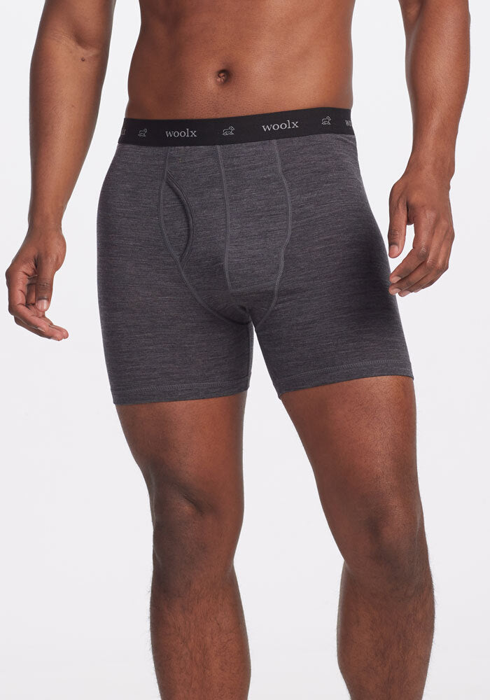 Model wearing Reaction boxers - Pebble Grey