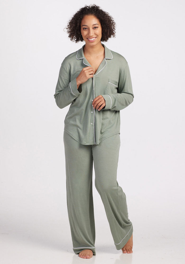 Model wearing Harper pjs - Mint