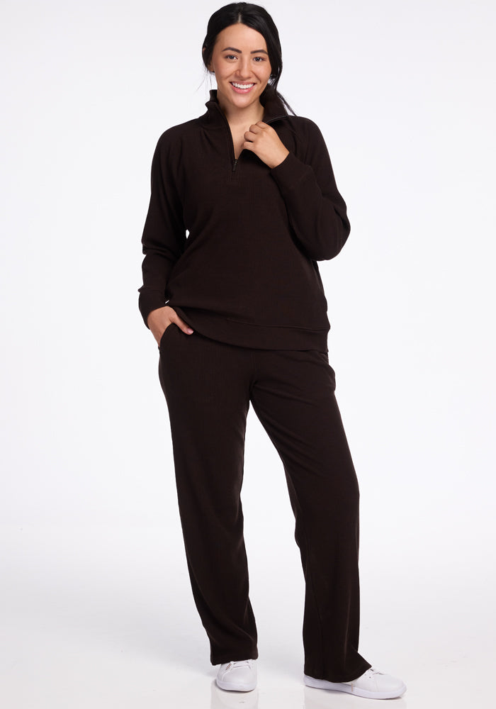 Womens ribbed luca pants - French Roast 