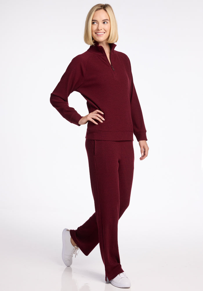 merino wool ribbed sets - Cranberry Melange