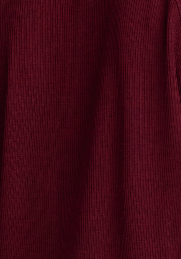 womens merino wool ribbed - Cranberry Melange