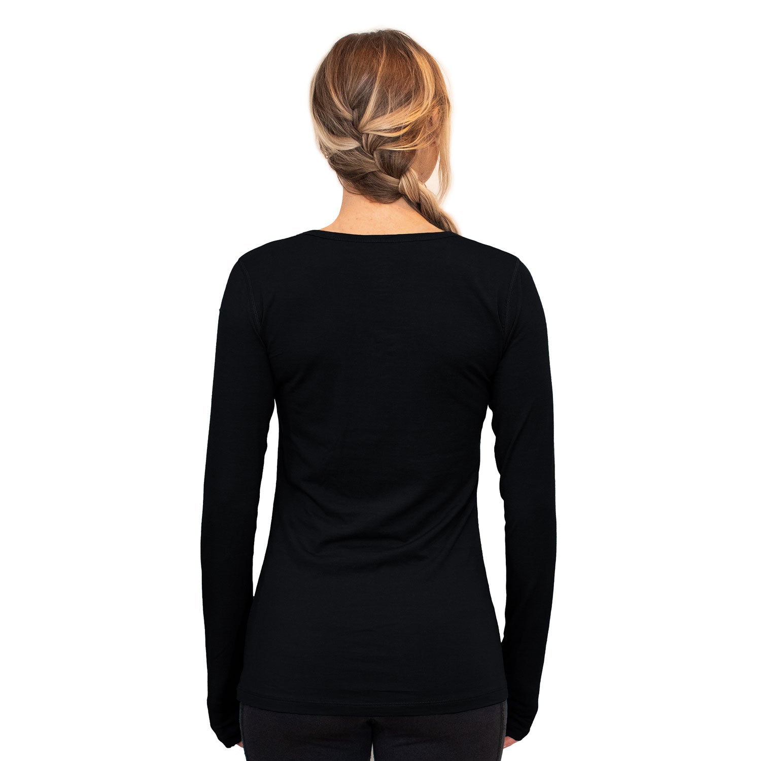 Womens V Neck Merino Wool Long Sleeve Top - Woolx Layla -Free Shipping